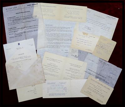 12 מסמכים ההסתדרות הציונית / איחוד הבונים / הדסה ועוד ... מסמכים והזמנות מעזבון של שליח ישראל 