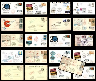 21 דברי דואר בולאות מראשית המדינה. בולים . מעטפות אירוע שונות טיסות בכורה FLIGHT COVERS ארקיע 