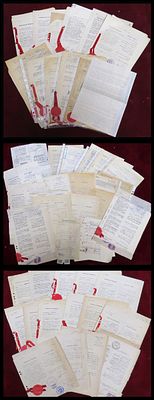 לוט גדול של מסמכים של נוטריון עורכי דין , כולל בולי הכנסה . תרגום מסמכים ישנים העתקים .