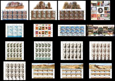 לוט 16 גיליונות בולי ישראל שלמים , ערך נקוב כ-360 ש"ח . ISRAELI STAMPS MNH COMPLETE SHEETS 1993-2017