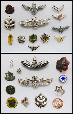 1) לוט 26 סיכות \ דרגות שונות צבא \ משטרה סמלי משטרה וצה"ל