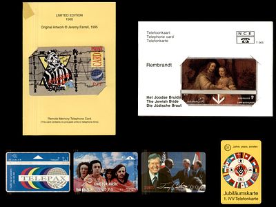 כרטיסי חיוג יודאיקה ושואה , כרטיס עם הציור "הכלה היהודית" של רמברנדט.
כרטיס של הביטלס והכיתוב 