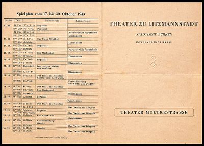דף תוכנייה של האופרטה "פאגאניני" מאת פרנץ להאר , תיאטרון מולטקשטראסה בעיר ליצמנשטאדט (לודז') 