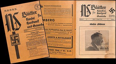 כתב עת כלכלי גרמני למסחר, מלאכה ותעשייה של ה-NSDAP 1933 הכותרת הראשית בחוברת היא "Unser F&uuml;hrer" 