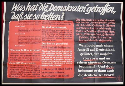 כרזת תעמולה נאצית מפלגת הפועלים הגרמנית הנאצית (Nationalsozialistische Deutsche Arbeiterpartei) 