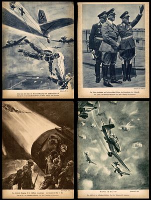 ארבעה פרסומי תעמולה גרמנית של חיל האוויר הגרמני 1939-1940 הלופטוואפה , שיצאו בעיתון דר אדלר עם 
