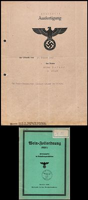 2 פריטים 1939-1942 גרמניה הנאצית : העתק נוטריוני של מסמך משפטי גרמני מתקופת מלחמת העולם השנייה 