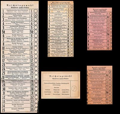 פתקי הצבעה בחירות לרייכסטאג, מחוז הסה-נסאו, מפלגת הפועלים הגרמנית הלאומית-סוציאליסטית (תנועת 