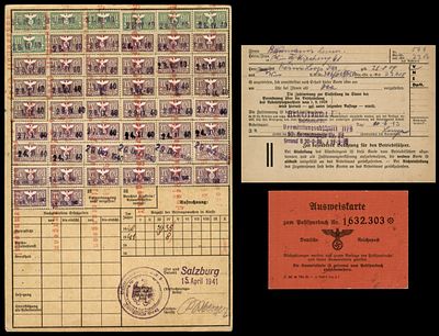 שלושה כרטיסים פתקאות מהרייך השלישי גרמניה הנאצית כמפורט :. כרטיס ביטוח נכות 