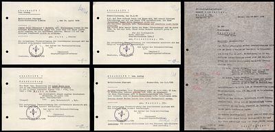 חמישה מסמכים הנוער ההיטלראי (HJ) חותמות על מסמכים ההיטלר-יוגנד