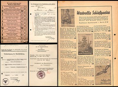 חמישה מסמכים מתקופת גרמניה הנאצית . כולל : . עיתון ליגת ותיקי הרייך Parole Buch 