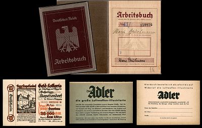 ארבעה פריטים גרמנים תקופת הרייך השלישי . . שובר ישן של הגרלת זהב (גולד-לוטרי) משנת 1934, שהונפק 