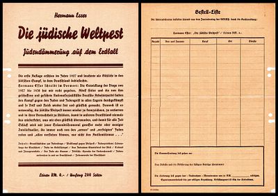 הרמן אסר, *מגפת העולם היהודי: דמדומי היהודים* , כרזה פרסומית לרכישת ספרו , אנטישמיות , הרמן אסר 