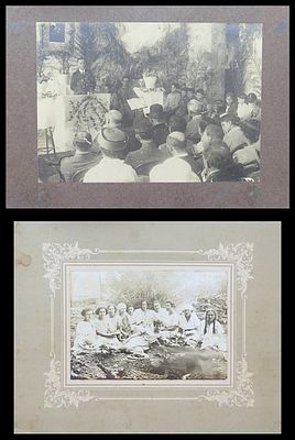 צילום קבוצת נשים בירושלים צלם ארושקעס צבי אורון + צילום של ארתור בירם מייסד בית הספר הריאלי 