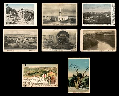 8 גלויות היסטוריות של אתרים שונים באזור יהודה ושומרון, בעיקר מבית לחם, יריחו וחברון. הוצאות 