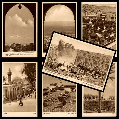 7 גלויות מראות הארץ - בהוצאת הפנר ברגר חיפה , אזור חיפה וטבריה. הגן בחצר הטכניון העברי בחיפה 