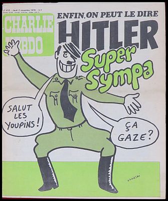 שארלי הבדו - עיתון היטולי סאטירי - היטלר בשער . 1978. שער של מגזין סאטירי ישן, המציג קריקטורה של 