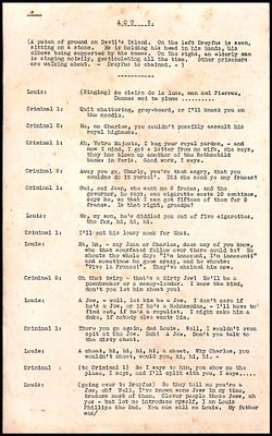 מחזה תסריט העוסק בפרשת אלפרד דרייפוס בעת שהותו ב"אי השדים" (Devil's Island). דרייפוס מתואר 