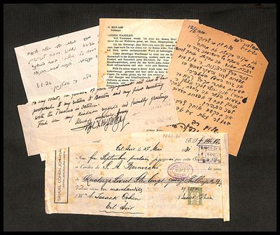 חתימות אישים !!!! כמפורט : חתימה של דוד סמילנסקי וכתב ידו , המחאה חתומה יצחק כהן נפדתה בבנק 