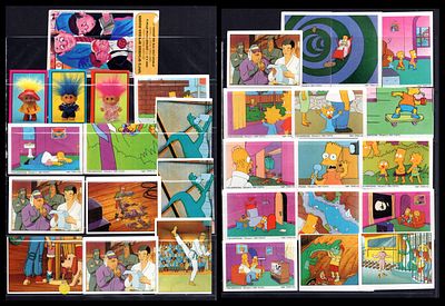 לוט קלפי מדבקות The Simpsons, 1991, מהדורה הישראלית. לוט קלפי-מדבקות צבעוניים מסדרת THE SIMPSONS 