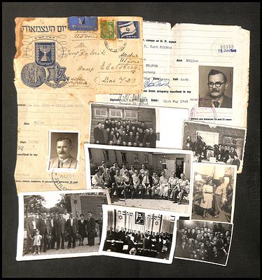 לוט 10 מסמכים ותצלומים של שליח הסוכנות היהודית למחנות העקורים , כולל מעטפת יום העצמאות למחנה 