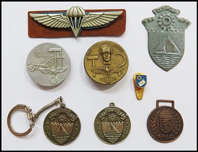 Lot of 7 mixed pins, medals and pendants. Lot of 7 pins and medals: 
1. IDF paratrooper wings 
