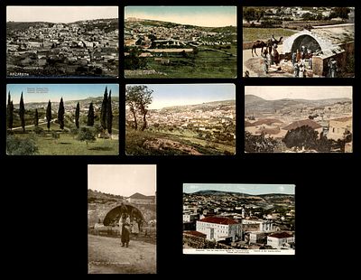 לוט 8 גלויות נצרת, ארץ הקודש. לוט 8 גלויות נוף של נצרת, ארץ הקודש: מראות כלליים של העיר (בצילום 