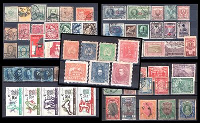 Lot of world stamps on album pages, used and partly mint, 1849 to 1965. Includes short-lived 