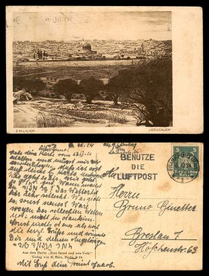 E.M. Lilien art postcard "JERUSALEM", published by B. Harz, Berlin, from the book "Erez Israel 