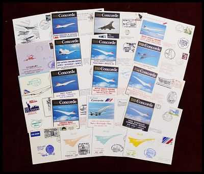 Lot of 20 Concorde-themed flight covers: souvenir covers of inaugural and charter flights 