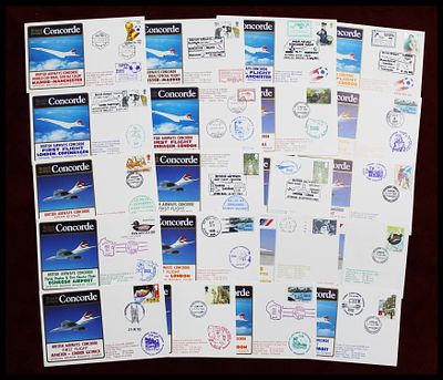 Lot of 20 British Airways Concorde flight covers, 1982-1985: official covers of inaugural and 