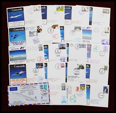 Lot of 20 Concorde-themed flight covers, 1977-1985, British Airways and Air France: 