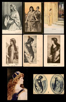 Lot of 8 art postcards reproducing paintings of biblical and classical female figures: Hannah 