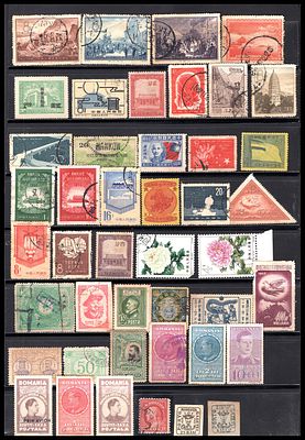 Lot of classic world stamps, various countries and periods. Includes China (PRC, Manchukuo 