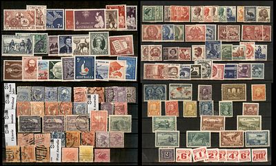 Lot of 5 stock pages of Australia, Australian States and Canada stamps, 1880s to 1960s. The 