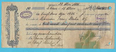 Bill of exchange, Lettre de Change, drawn at Cairo on 16 March 1936 and payable on 22 May 1936 