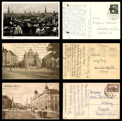 Lot of 3 postally used postcards showing synagogues: (1) Bonn on the Rhine, Bonn a. Rhein, from 