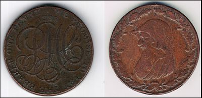 Anglesey, Wales 1788 - a copper Penny token issued by the Parys Mine Company of Anglesey. 