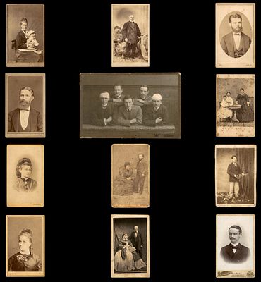 Lot of 12 cabinet photographs and cartes de visite, CABINET PHOTO and CARTE DE VISITE, Europe 
