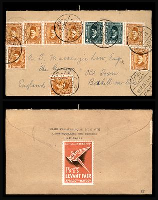 Cover from Cairo to England dated 22.4.1936, carrying on the reverse a 1936 Levant Fair Tel 