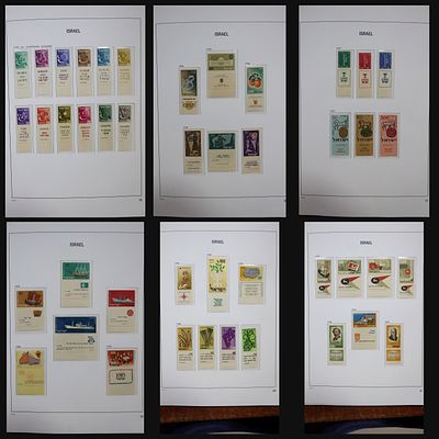 Lot of printed DAVO album pages holding Israel stamps year by year, about 99 percent complete. 