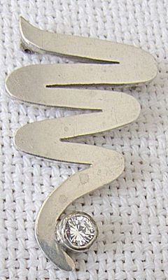 Mexico Taxco art deco silver sterling snake brooch set with faceted crystal, 14 gr. (#664) 