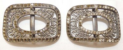Victorian Antique Open Work Filigree Silver Plated Pair of Buckles. (#137)
Size: 3.3 x 5 cm. 