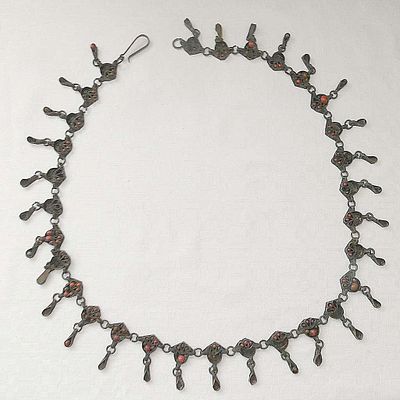 Oriental Patinated Massive Metal Belt set with Coral, Charms, 182 gr.
Length: 95 cm. (37.4 