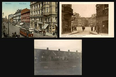 Warsaw, Poland, early 20th century to 1930s (estimated): lot of 2 postcards and a photograph. 