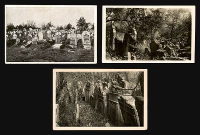 לוט 3 גלויות בתי קברות יהודיים: "Judischer Friedhof von Brest-Litowsk", בית הקברות היהודי של 