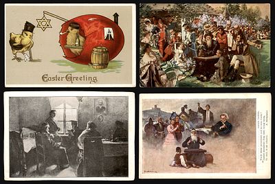 Lot of 4 postcards: Jankiel the cymbalist, the Jew of Mickiewicz's "Pan Tadeusz", on two cards 