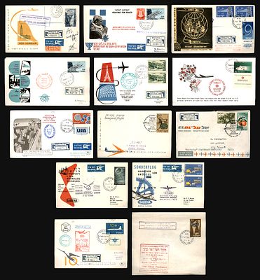 Israel: lot of 13 first flight and special flight covers, 1956-1973, including the Arkia flight 