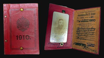 Austrian State Railways personal season ticket with photograph of Meir (Majer) Wolfmann, a 