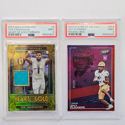 Pair of MINT 9 Slabs. (2) PSA Graded slabs including; 
MINT 9, Panini 2023 Gold Standard, Tua 